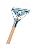 View: H516 E-Z Change Wet Mop Handle, Large Steel Head, Wood Handle